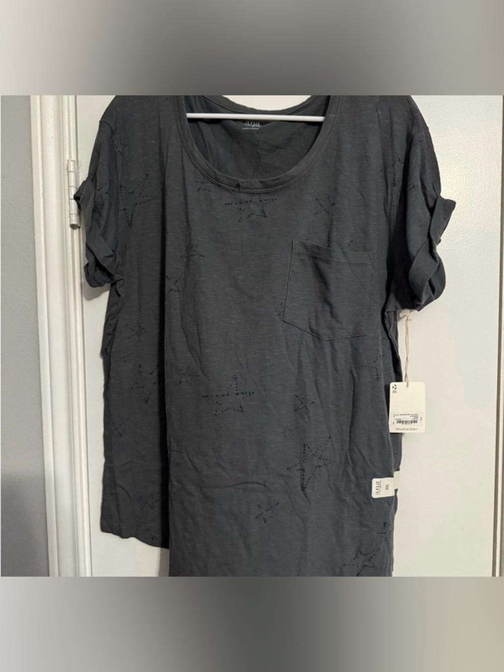 a.n.a Washed Black Star Pocket Short Sleeve Tee